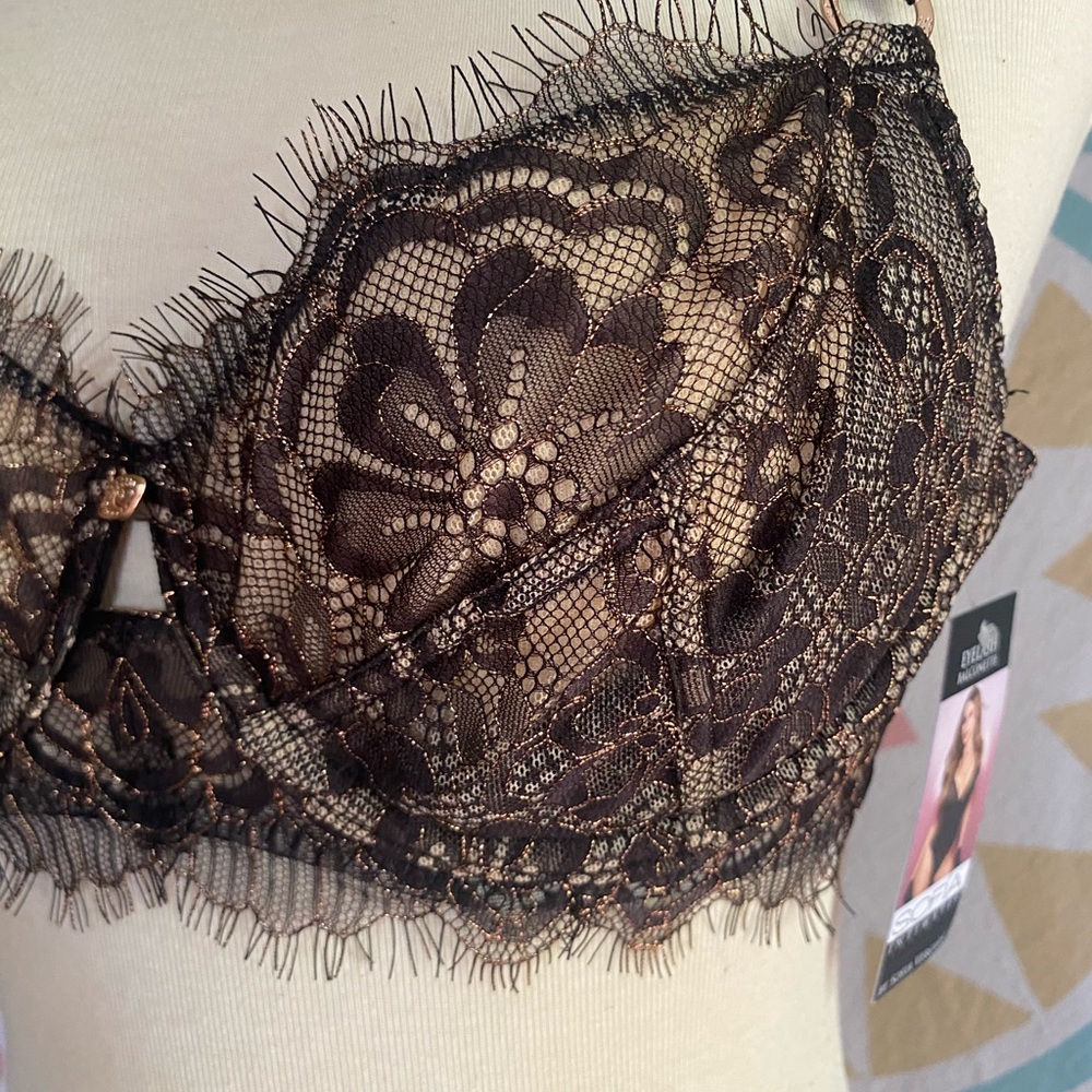 Black and gold Balconette Bra